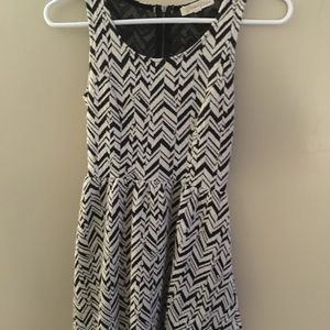 Chevron pattern black and white dress